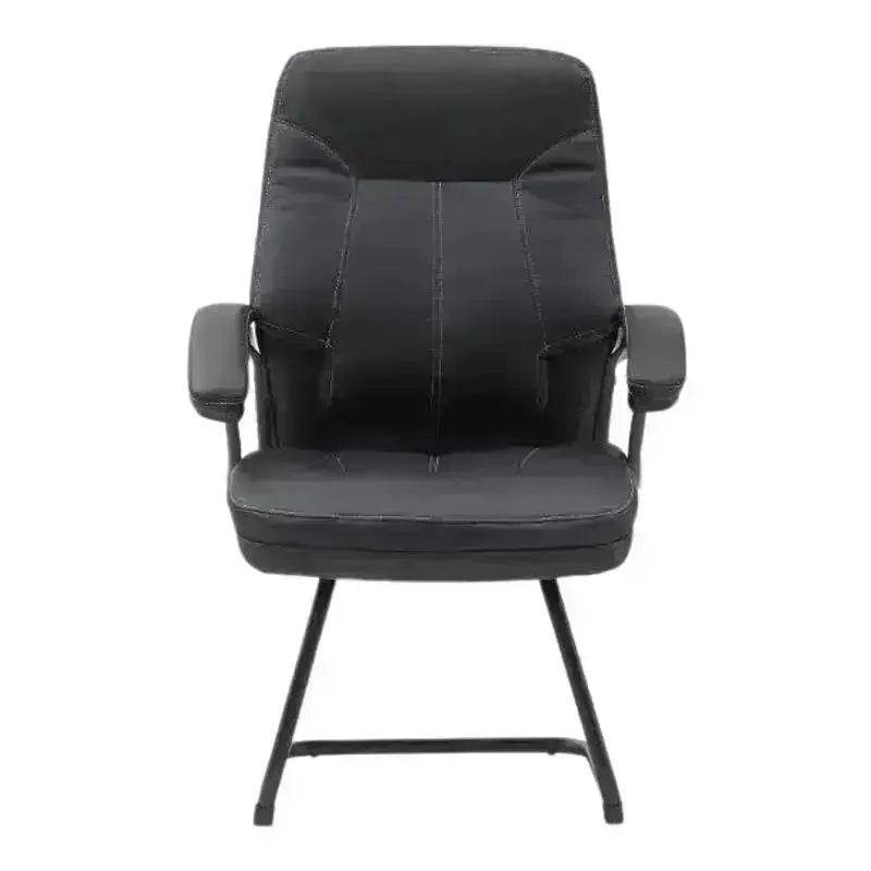 Black Leather Visitor Office Chair with Armrests for stylish comfort in any workspace