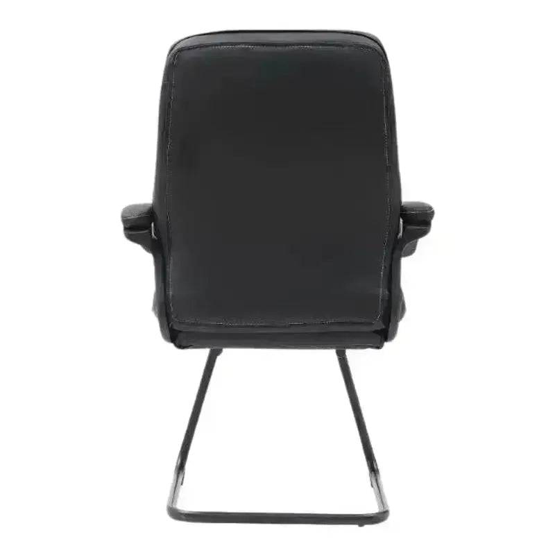 Black Leather Visitor Office Chair with Armrests and Cantilever Base for Stud Visitor Office