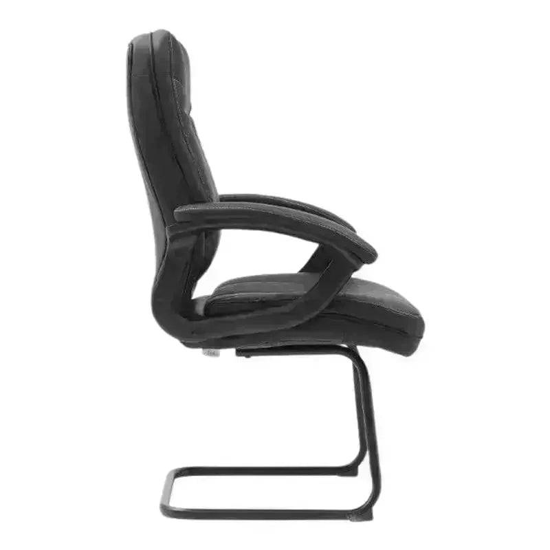 Black Leather Visitor Office Chair with Armrests and Cantilever Base for Comfortable Seating