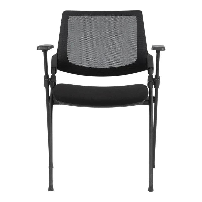 Trainex Conference Black Mesh Office Chair with Armrests and four sturdy legs