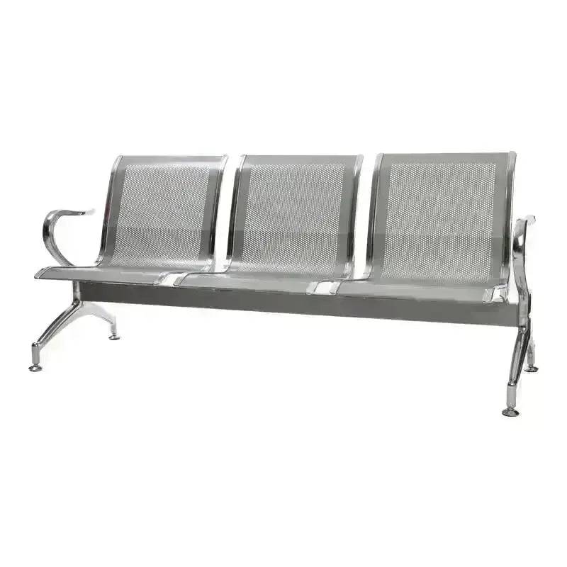 Steel Public Bench featuring a Three-Seater Heavy Duty Design with Mesh Seating