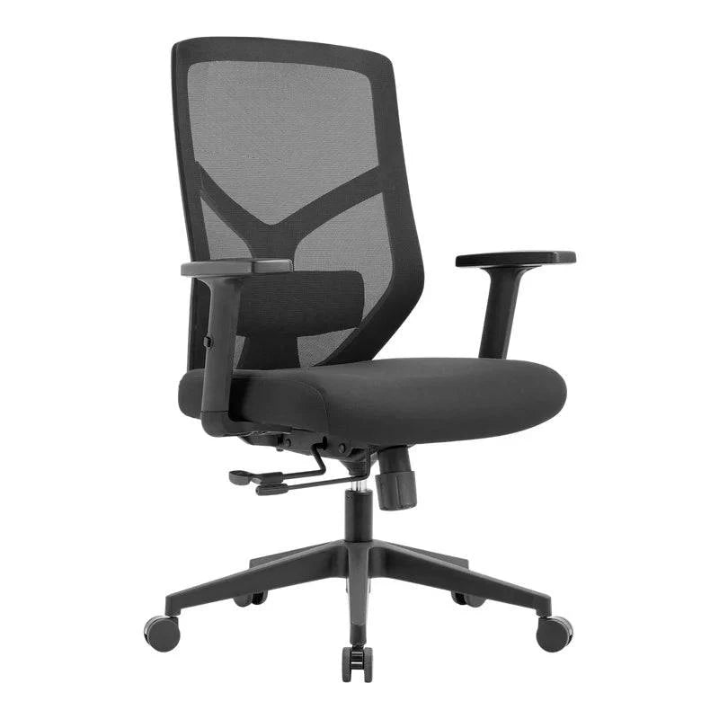 Black mesh Veco Ergonomic Medium-Back Office Chair with adjustable armrests and wheels