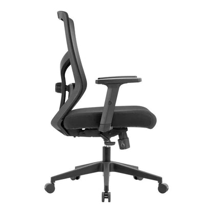 Black mesh-back Veco Ergonomic Medium-Back Office Chair with adjustable armrests