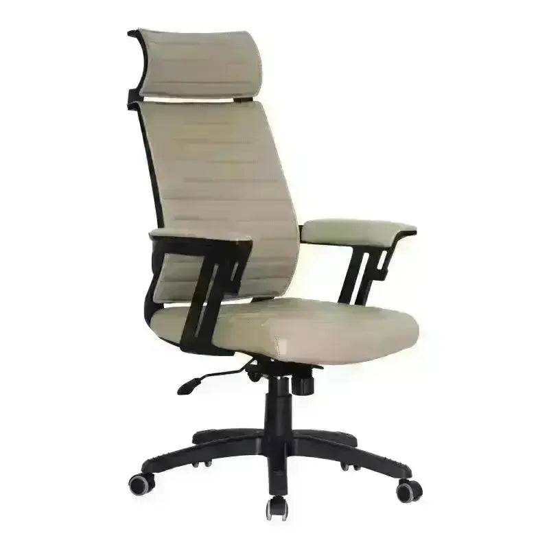 Modern Ergonomic High-Back Office Chair in beige with black frame for comfort and style