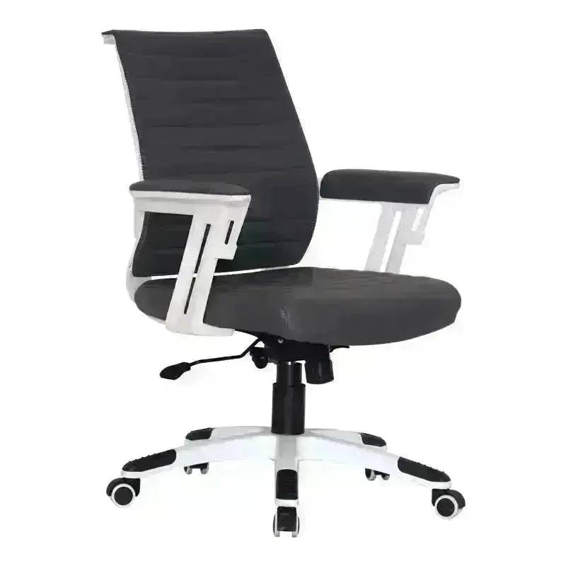 Modern black and white Wall Street Medium-Back Office Chair in Dove Grey with armrests