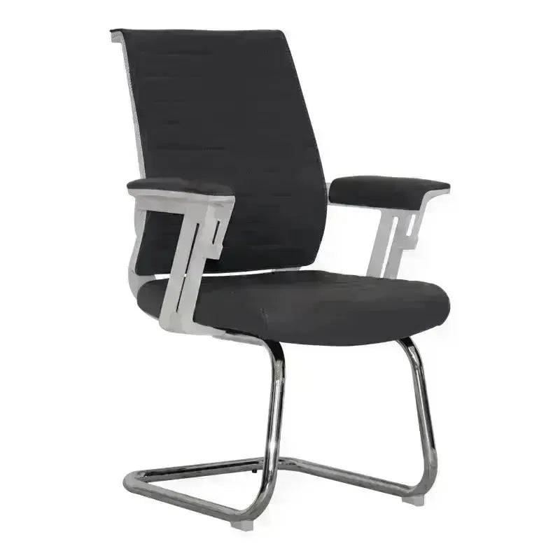 Black Wall Street Visitor Office Chair with chrome cantilever base and white armrests