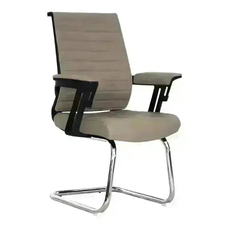 Modern Black Wall Street Visitor Office Chair with beige upholstery and chrome base