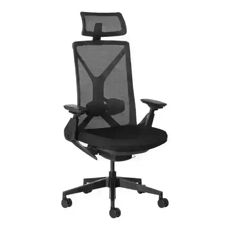 Black Mesh Executive High-Back Office Chair with Headrest and Adjustable Armrests