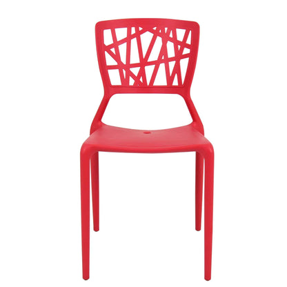 Red plastic Dondoli e Pocci Viento Restaurant Chair with geometric pattern backrest