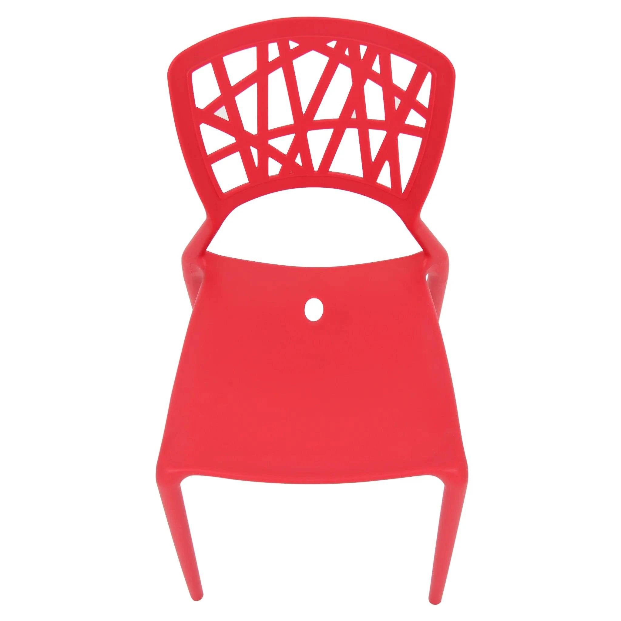 Red Dondoli e Pocci Viento Restaurant Chair with geometric lattice backrest design