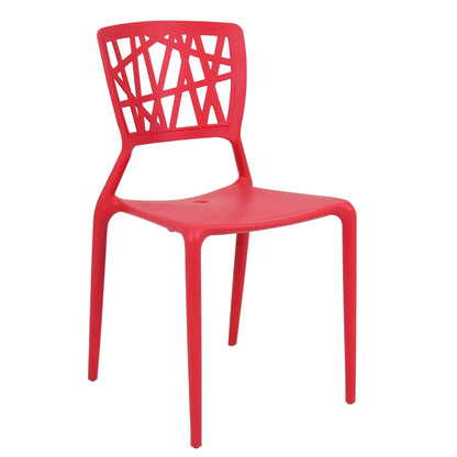 Modern red Dondoli e Pocci Viento Restaurant Chair with geometric lattice backrest