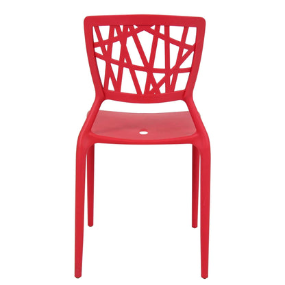 Modern red Dondoli e Pocci Viento Restaurant Chair with geometric lattice backrest design