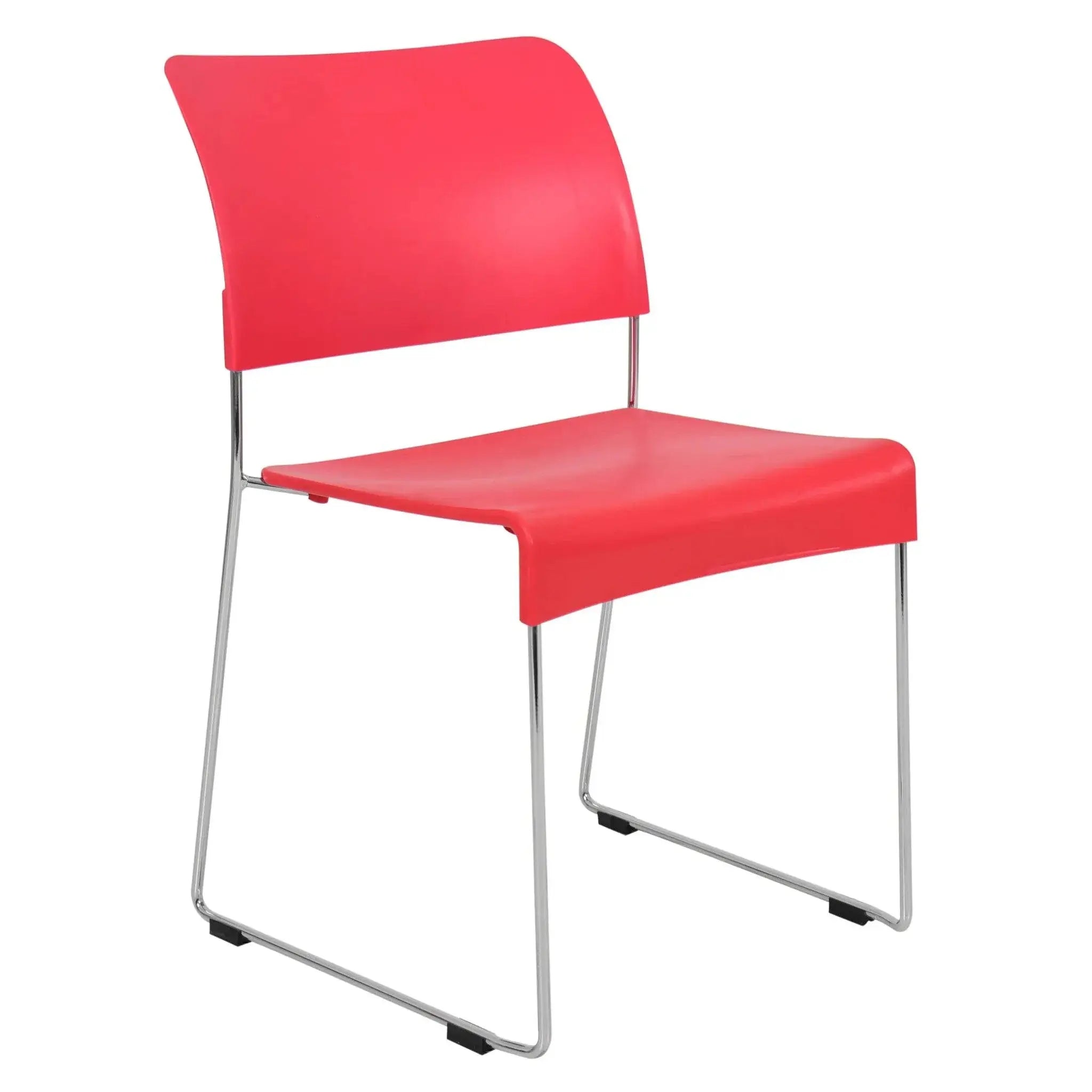 Red Marquise Restaurant Chair with Chrome Legs, Stackable Design for Easy Storage