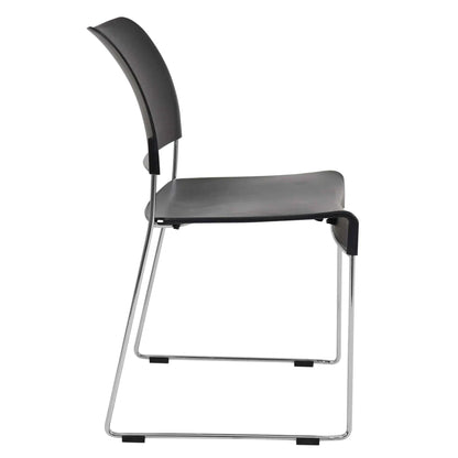 Stackable black plastic Marquise Restaurant Chair with chrome sled-style legs