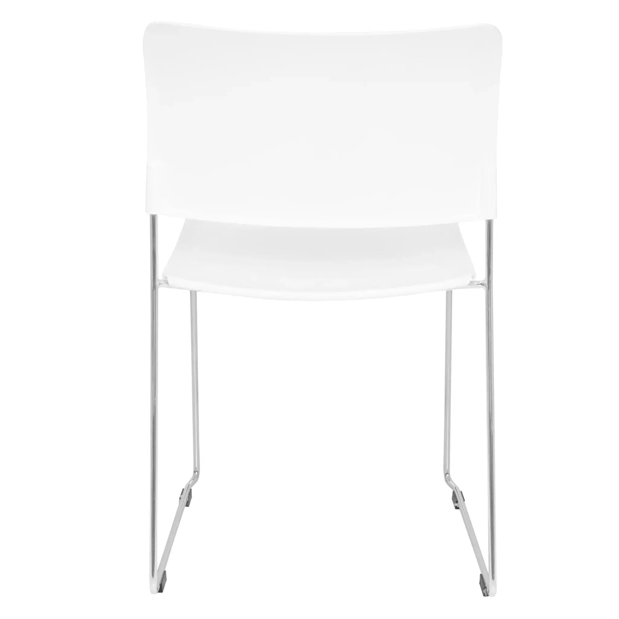 White Marquise Restaurant Chair with chrome sled-style legs, perfect for modern dining